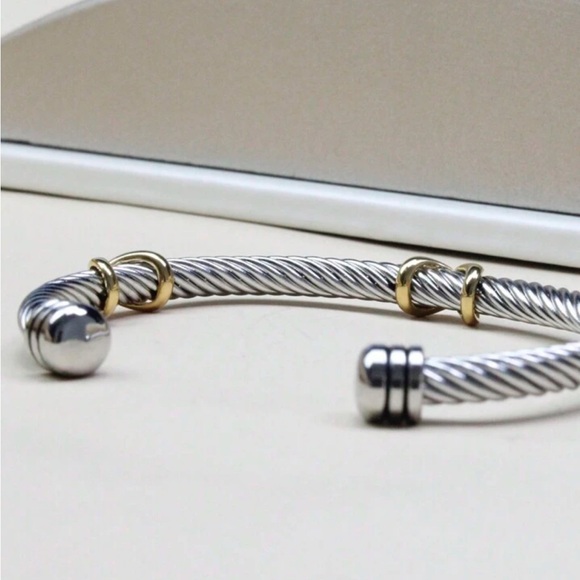 Classic Stainless steel 5mm cable wire cuff Bangle Bracelet simple - Picture 4 of 6